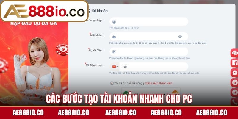 Các bước tạo tài khoản nhanh cho PC